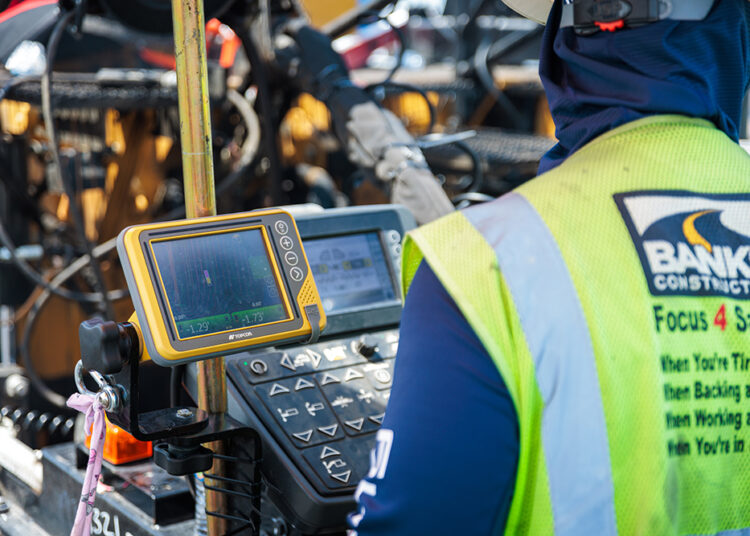 SmoothRide enhanced the entire workflow of their asphalt operation, from highway-speed road scanning to variable-depth milling to 3D paving and more (image © Banks Construction/Topcon Positioning Systems)