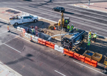 An internal galvanised steel cable system connects each barrier segment, forming a continuous protective line that effectively intercepts and restrains vehicles during an impact (image courtesy TrafFix)