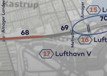 The blue circle marks where expansion will take place in Copenhagen, Denmark (image courtesy Sund & Bælt)