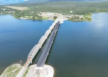 The existing Nisutlin Bay Bridge is a critical link along the Alaska Highway and an important landmark for the community of Teslin (image courtesy Yukon Government)
