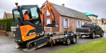 Develon says that its new electric mini excavator offers better performance than the firm’s diesel machine but with less working noise - (image: Develon)